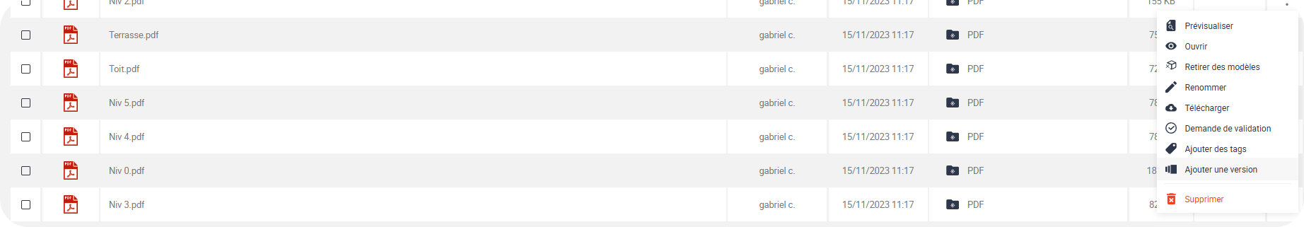 Ajouter nouvelle version